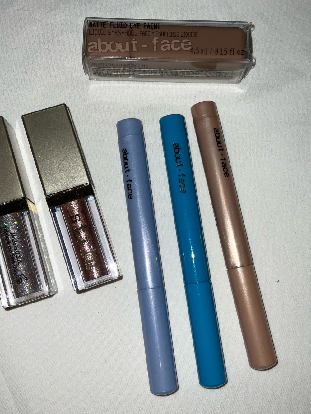 Bundle of about-face Cream Eyeshadow & Crayon Trio — Brown, Blue, Light blue